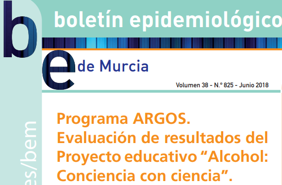 Programa ARGOS. EVALUACIÓN DE RESULTADOS DEL PROYECTO EDUCATIVO "ALCOHOL: CONCIENCIA CON CIENCIA" (Boletín epidemiológico, vol. 38, nº 825, junio 2018).